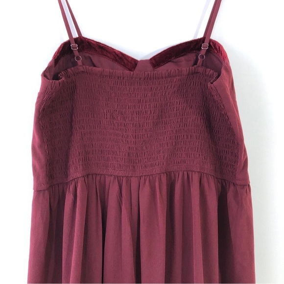 BOG COLLECTIVE Maroon Red Velvet Smocked Jumpsuit M/L - Picture 8 of 8